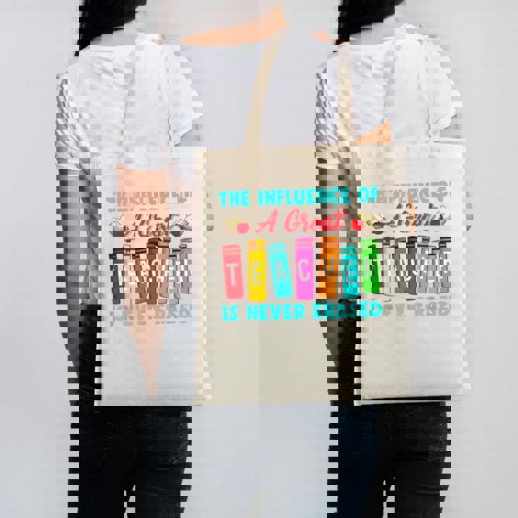 THE INFLUENCE OF A GREAT TEACHER IS NEVER ERASED Teaching For Men Women Girls Kids Canvas Tote Bag