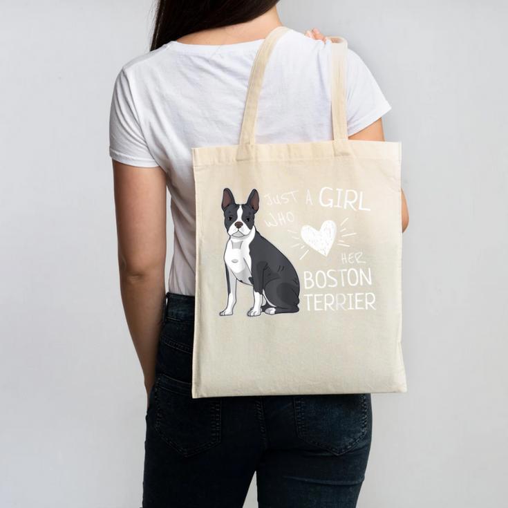 Just A Girl Who Loves Her Boston Terrier Puppy Love Canvas Tote Bag