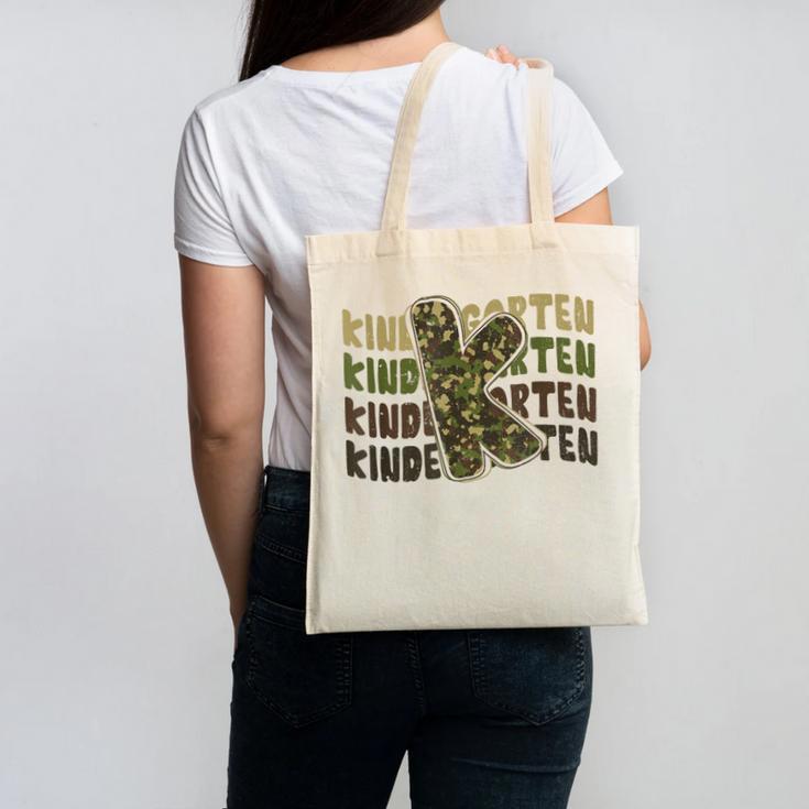 Kindergarten Camo Camouflage Boy Teacher Back To School Canvas Tote Bag