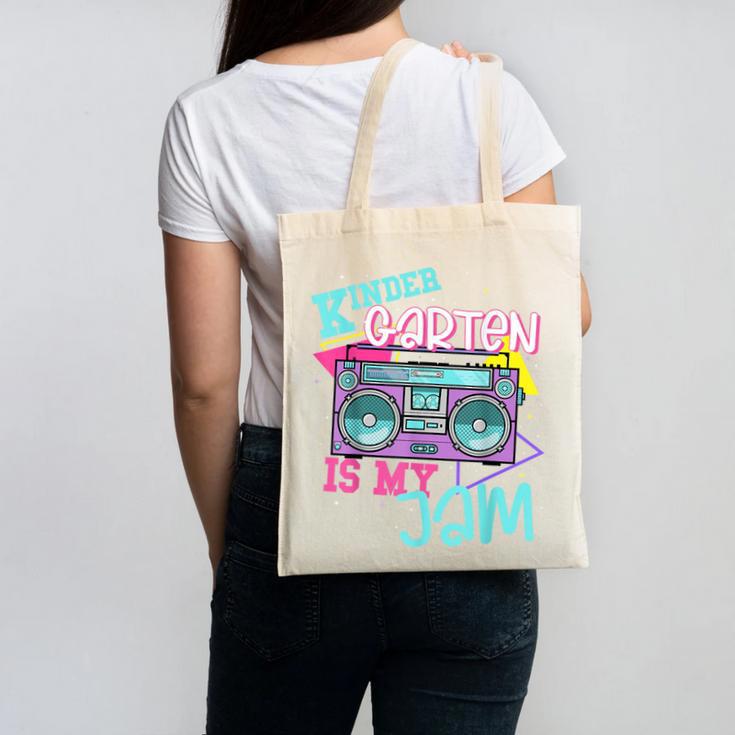 Kindergarten Is My Jam Cute Teacher Shirt 80's 90's Styl Canvas Tote Bag