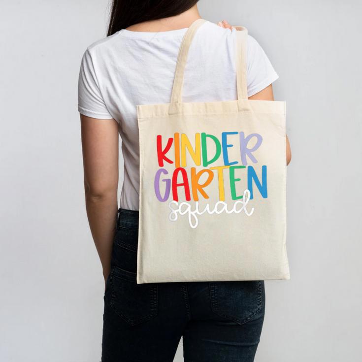Kindergarten Squad Team Crew Teacher Back To School Canvas Tote Bag