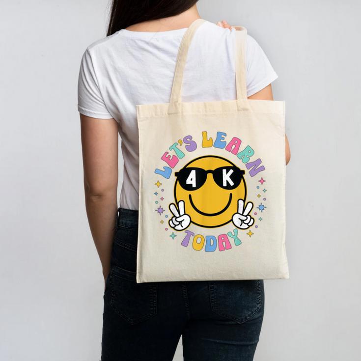 Lets Learn Today Shirt Smile Face 4K Teacher Back To School Canvas Tote Bag