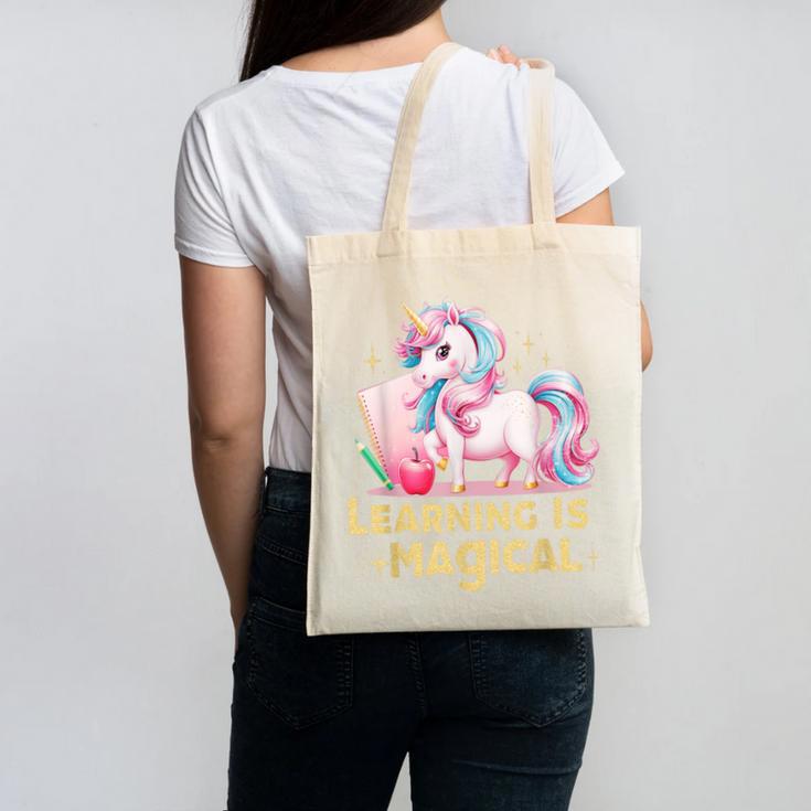 LEARNING IS MAGICAL TEACHER UNICORN BACK TO SCHOOL UNICORN Canvas Tote Bag