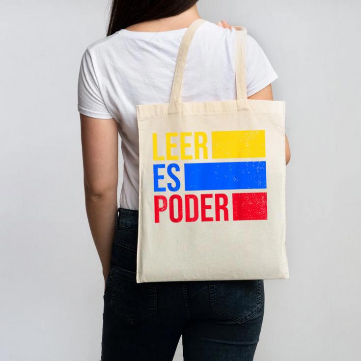 Leer Es Poder Colombian Spanish Teacher Maestra Colombia Canvas Tote Bag