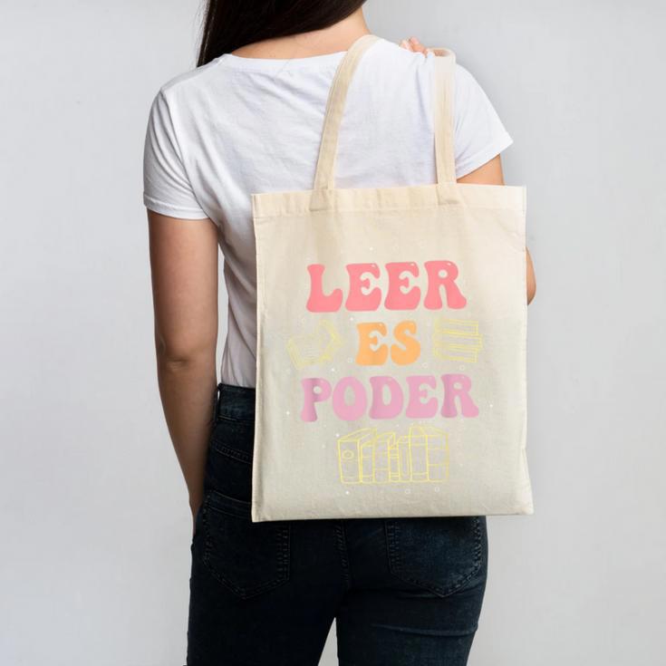 Leer Es Poder Groovy Spanish Teacher Bilingual Maestra Men Women Canvas Tote Bag