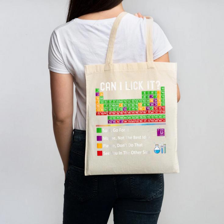 Can I Lick It Periodic Table Chart Science Teacher Cool Meme Canvas Tote Bag