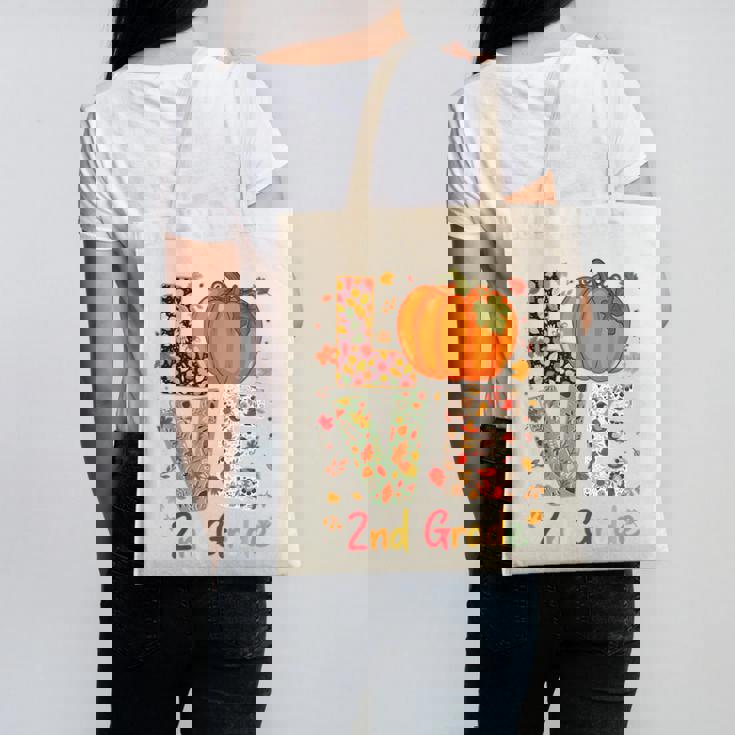 Love 2nd Grade Happy Fall Thanksgiving For 2nd Teacher For Men Women Girls Kids Canvas Tote Bag