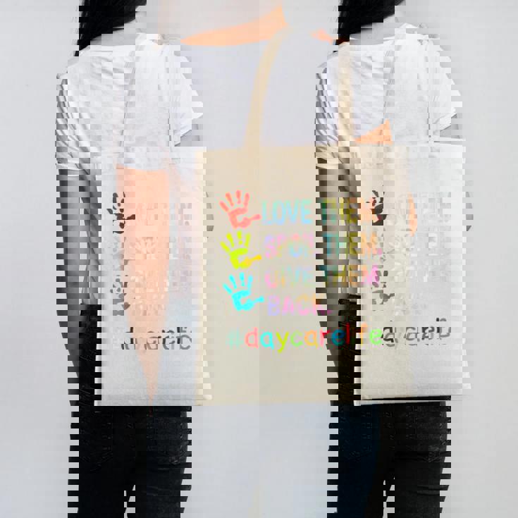 Love Daycare Provider Childcare Teacher Tie Dye Canvas Tote Bag