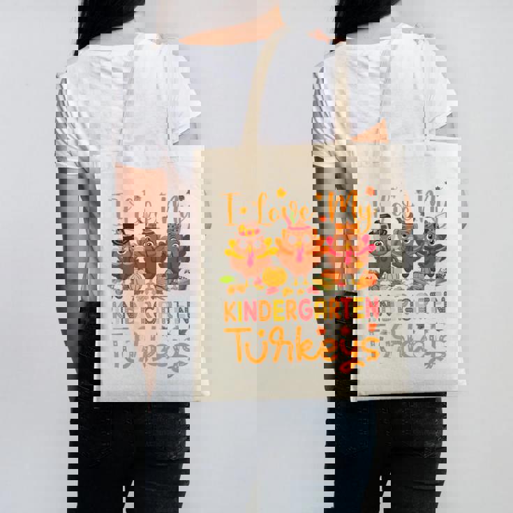 I Love My Kindergarten Turkeys Thanksgiving Teacher Students Canvas Tote Bag