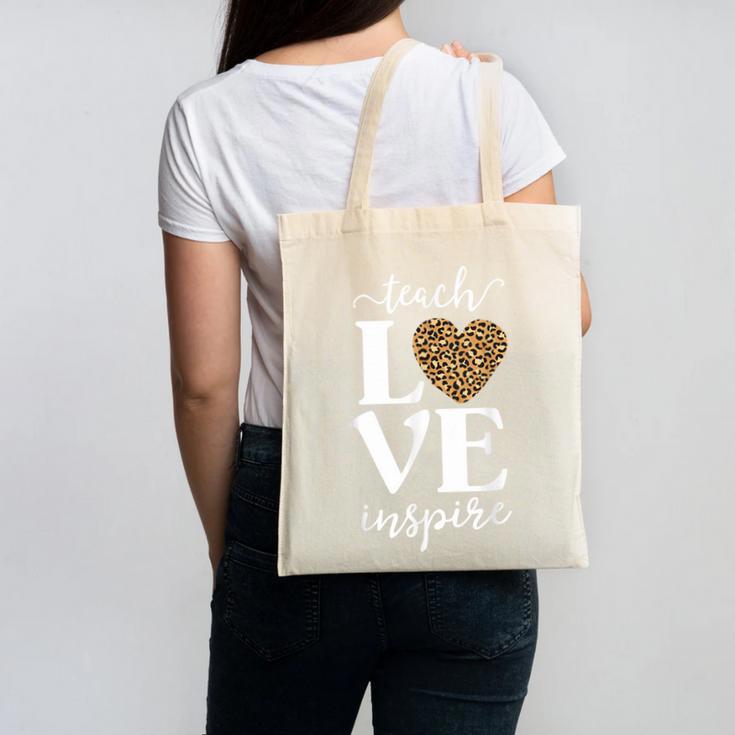 Love Leopard Print Teacher Cheetah School Inspire Teach Canvas Tote Bag