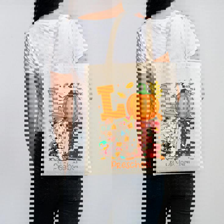 Love Preschool Teacher Turkey Thanksgiving Autumn Fall Canvas Tote Bag