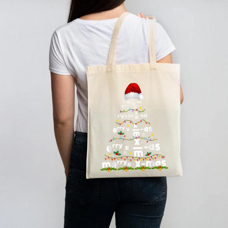 Math Equation Merry Xmas Season Teacher Christmas Tree Canvas Tote Bag