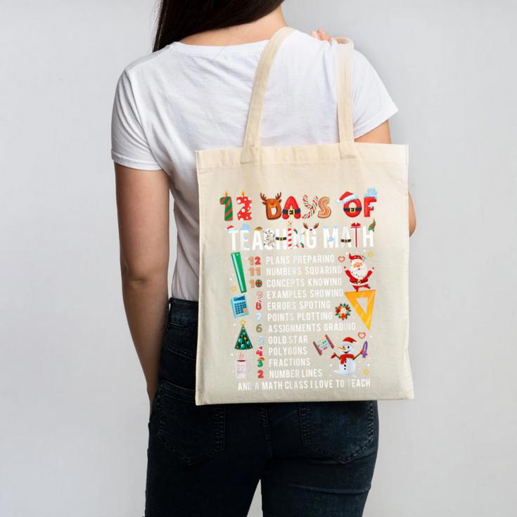 Math Teacher Christmas 12 Days Of Teaching Math Christmas Canvas Tote Bag