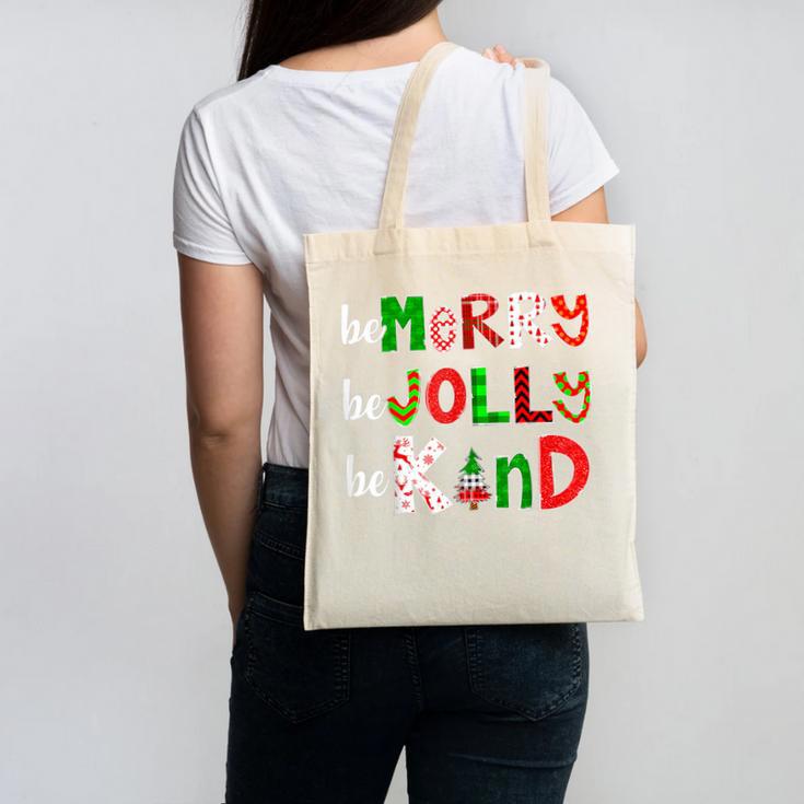 Be Merry Be Jolly Be Kind Merry Christmas Teacher Xmas Pjs Canvas Tote Bag