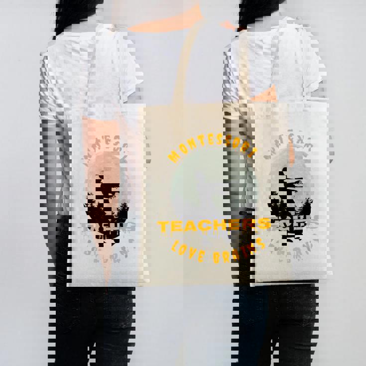 Montessori Teachers Love Brains Halloween Novelty Men Women Canvas Tote Bag