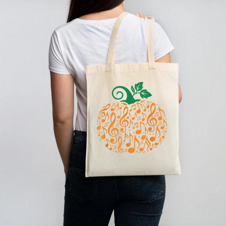 Music Notes Pumpkin Music Teacher Halloween Canvas Tote Bag
