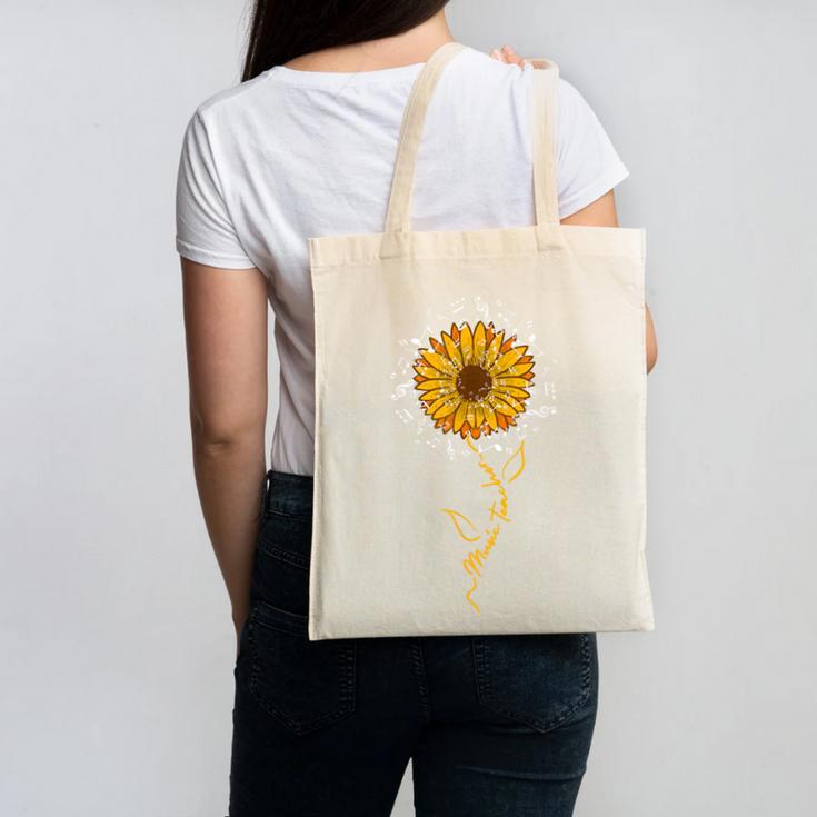 Music Teacher Shirt Sunflower Music Notes Musician Singer Canvas Tote Bag