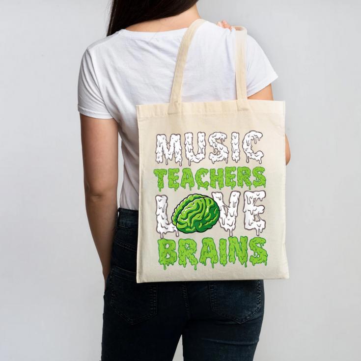 Music Teachers Love Brains Cute Teaching Halloween Canvas Tote Bag