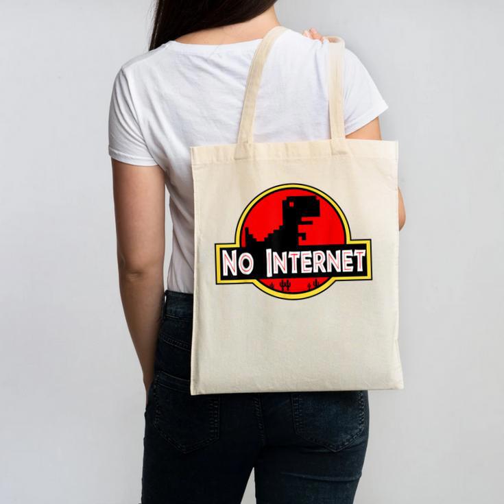 Nerdy No Internet Dinosaur Computer Science Teacher Canvas Tote Bag