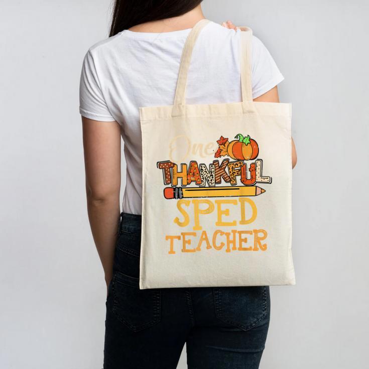 One Thankful Sped Teacher Cute Thanksgiving Women Canvas Tote Bag