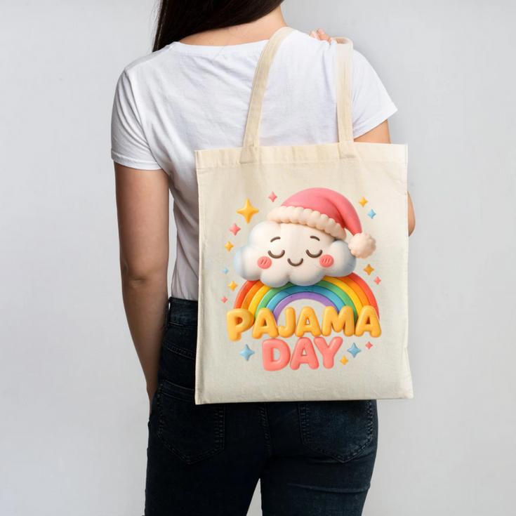 Pajama Day School Spirit Week Sleepy Cloud Teacher Student Canvas Tote Bag