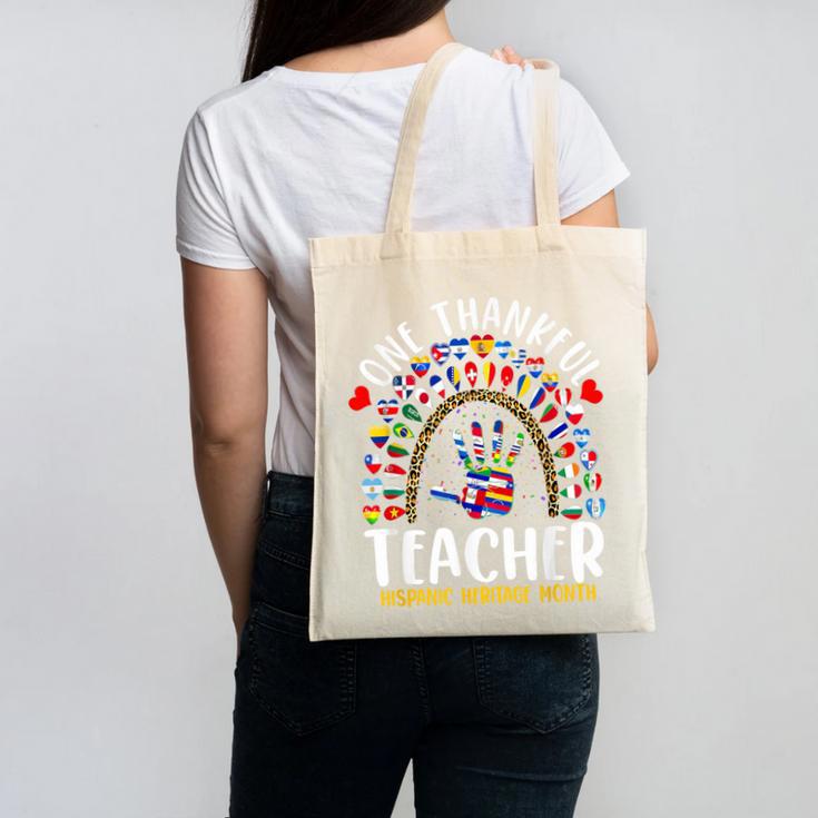 Hispanic Heritage Month One Thankful Teacher Rainbow Canvas Tote Bag