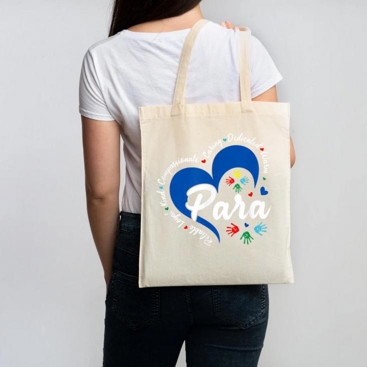 Para Heart Teacher Paraprofessional School Appreciation Canvas Tote Bag