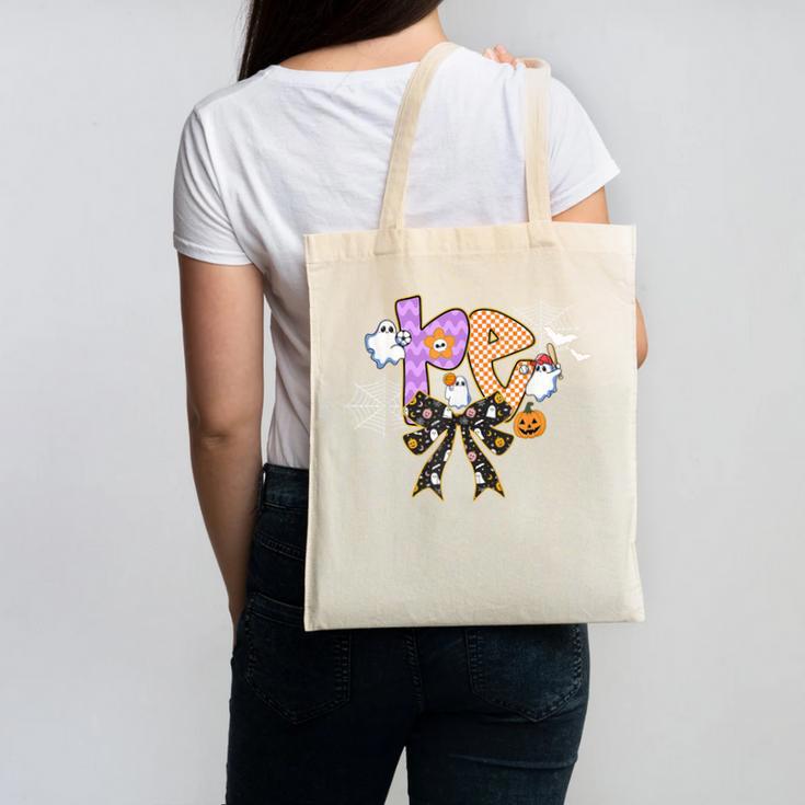 PE Teacher Coach Coquette Ghost Halloween Physical Education Canvas Tote Bag