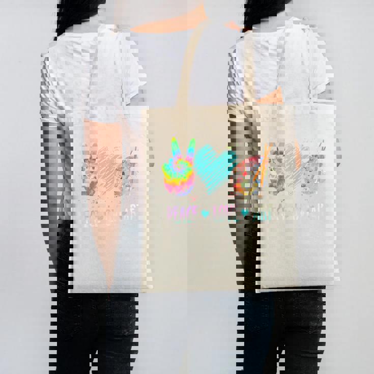 Peace Love Art Painting Palette Art Teacher Canvas Tote Bag