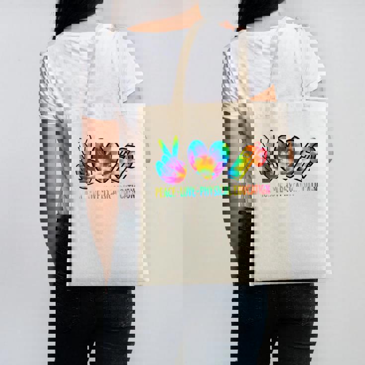 Peace Love Physical Education Tie Dye Sports PE Teacher Canvas Tote Bag