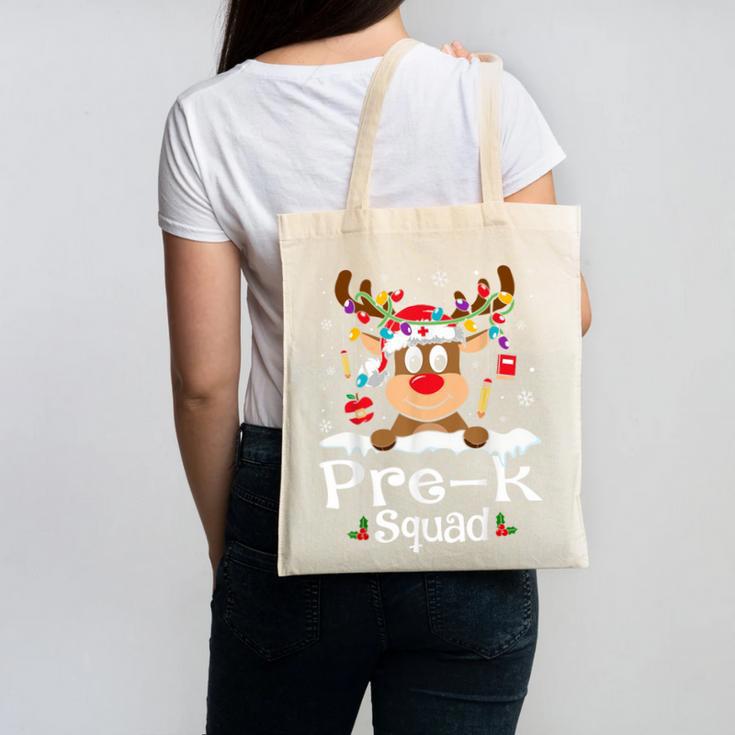 Pre-k Teacher Squad Reindeer Teacher Christmas Canvas Tote Bag