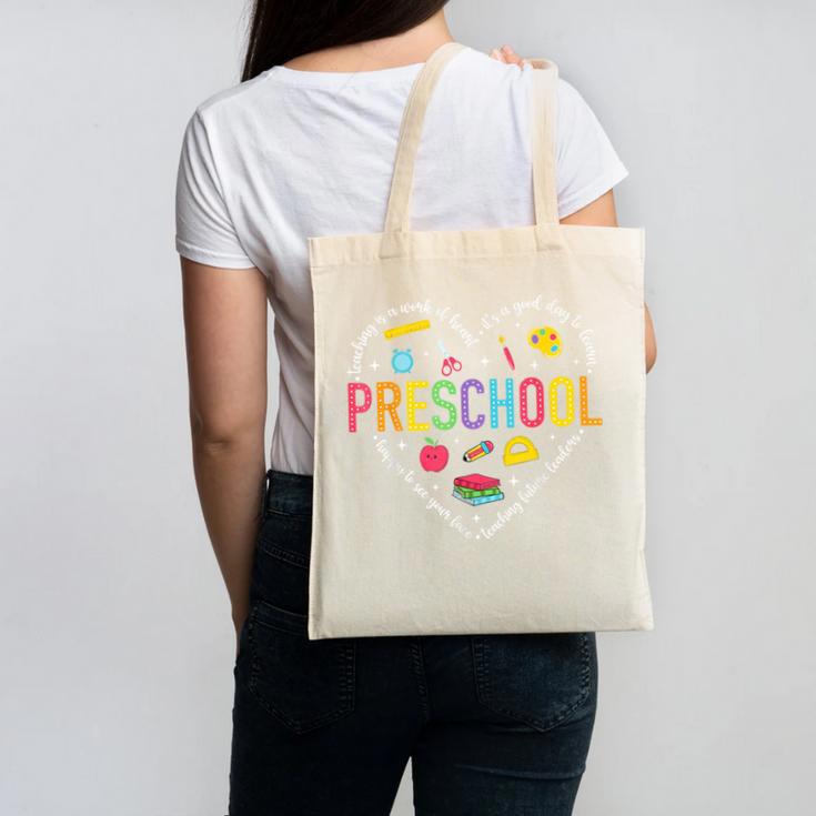 Preschool Teacher Pre-K Heart First Day Of Preschool Kids Canvas Tote Bag