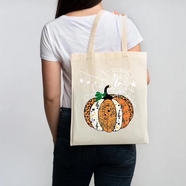 Pumpkin Music Teacher Halloween Fall Music Notes Autumn Canvas Tote Bag