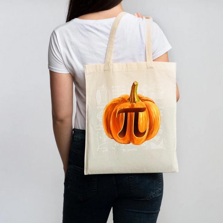 Pumpkin Pie Halloween Thanksgiving Math Teacher Pi Day Canvas Tote Bag