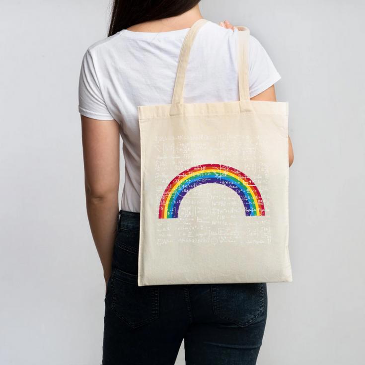 Rainbow Math Equation Teacher Nerd Retro LGBT Gay Pride Flag Canvas Tote Bag