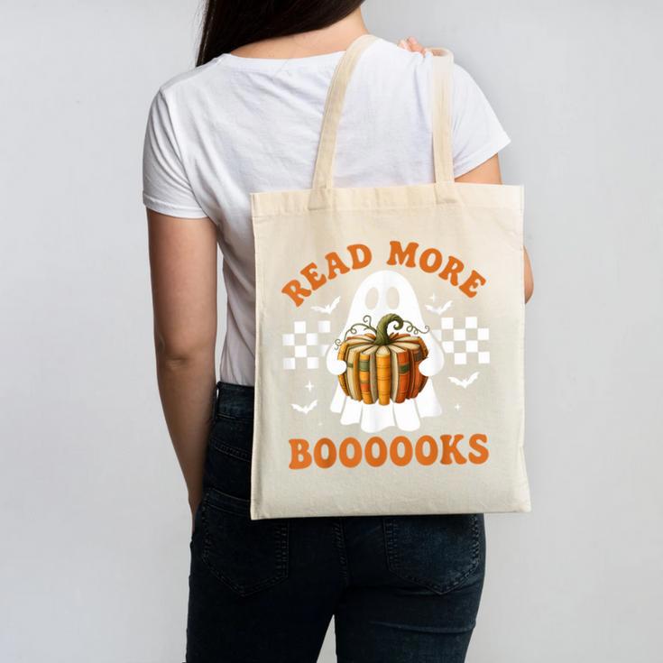 Read More Books Halloween Retro Pumpkin Reading Fall Teacher Canvas Tote Bag