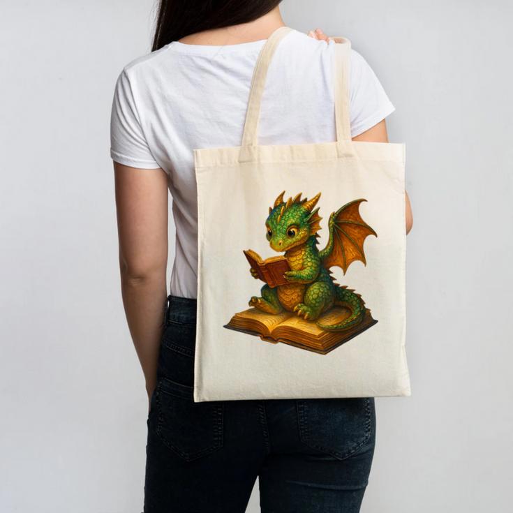 Reading Dragon Shirt For Bookish Teacher Librarian Bookworm Canvas Tote Bag