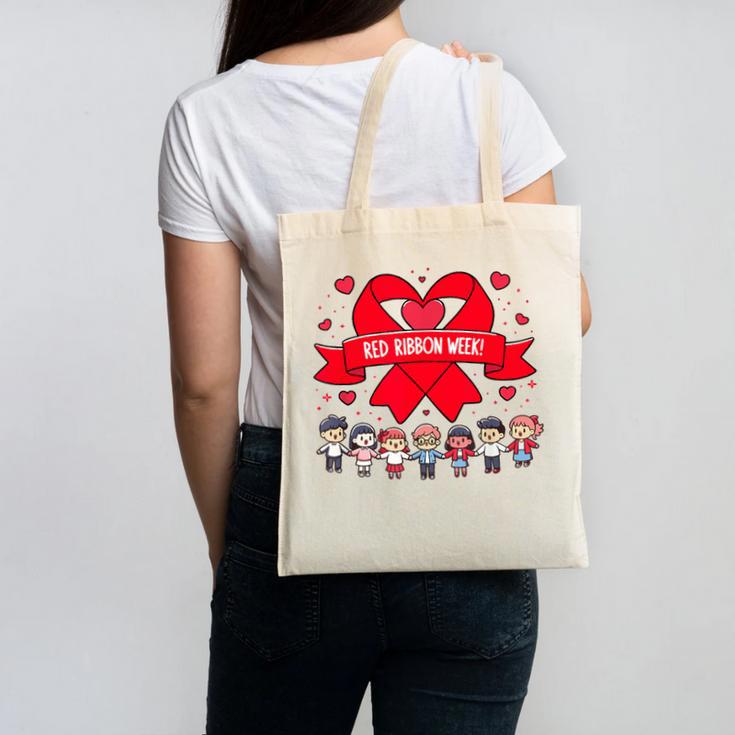 Red Ribbon Week Awareness For Students And Teachers Men Women Girls Kids Canvas Tote Bag
