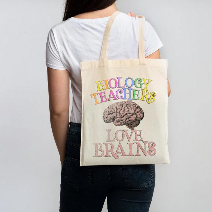 Retro BIOLOGY TEACHERS LOVE BRAINS This Is My Scary STEM Canvas Tote Bag