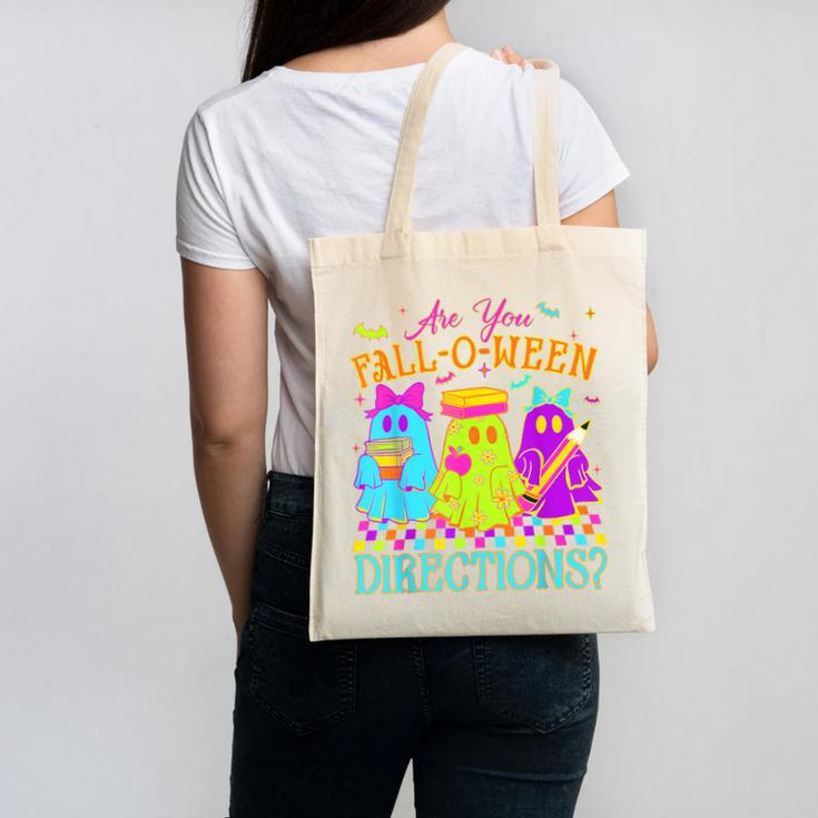 Retro Are You Falloween Direction Teacher Spooky Halloween Canvas Tote Bag