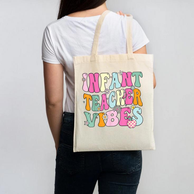 Retro Infant Teacher Vibes Women Daycare Teacher Canvas Tote Bag