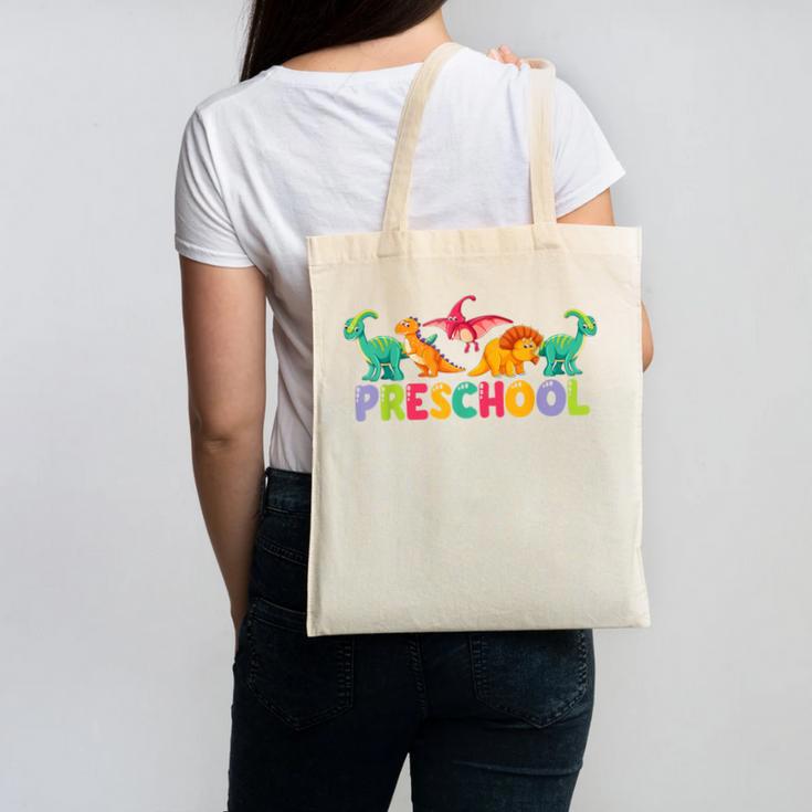 Retro Preschool Cute Dinosaur Preschool Teacher Kids Boys Canvas Tote Bag
