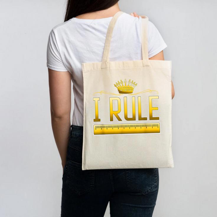 I Rule Math Ruler Mathematics Pun Math Teacher Men Women Girls Kids Canvas Tote Bag