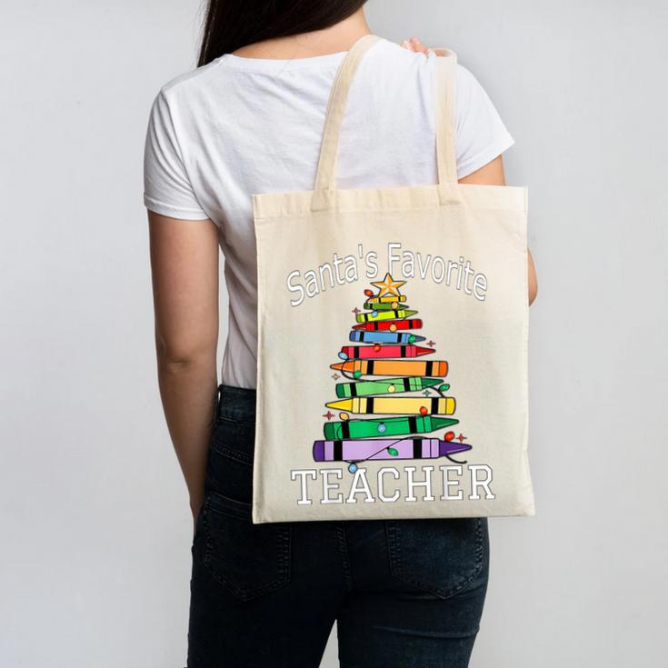Santa's Favorite Teacher Idea For Christmas Teachers Canvas Tote Bag