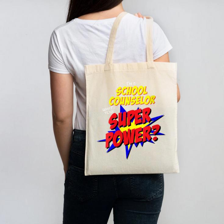 School Counselor Teacher Superhero Superpower Comic Book Canvas Tote Bag
