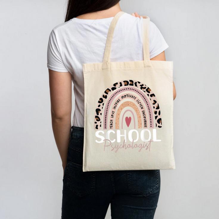 School Psych Teacher School Psychologist Leopard Rainbow Canvas Tote Bag
