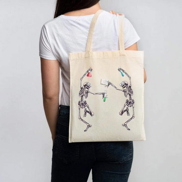 Science Teacher Dancing Skeleton Halloween Chemist Scientist Canvas Tote Bag
