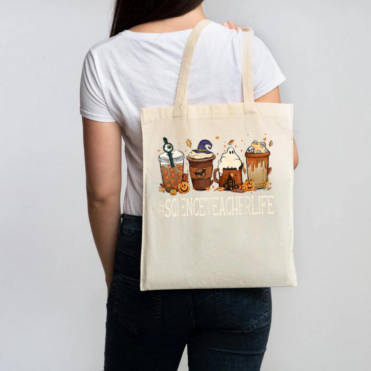 Science Teacher Horror Fall Coffee Halloween Pumpkin Autumn Canvas Tote Bag