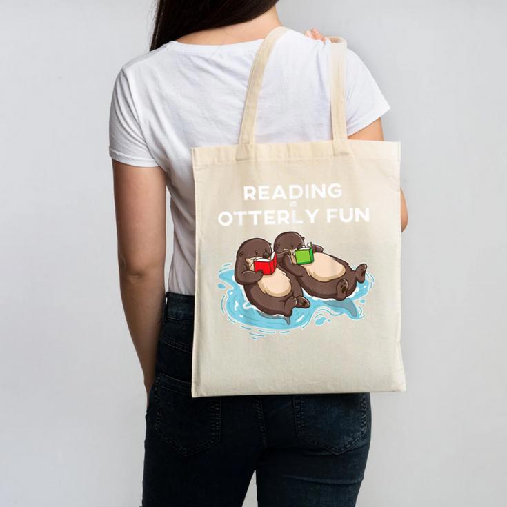 Sea Otter Book Reading Shirt For Bookworm Teachers Canvas Tote Bag