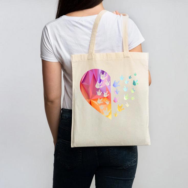 Sign Language Heart ASL For Deaf Teacher Canvas Tote Bag